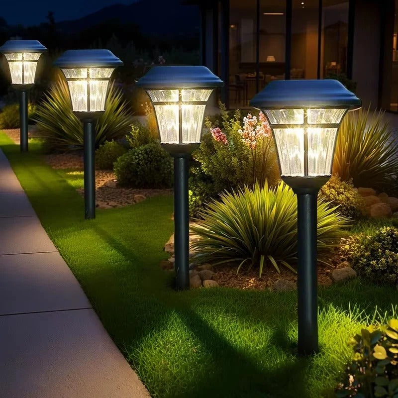 Set of 4 Solar-Powered Waterproof Stake Lights for Outdoor Garden Pathway