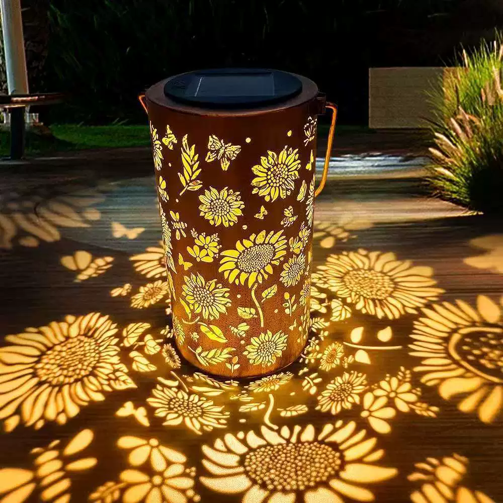 Floral Patterned Solar Lantern for Garden – Colorful Warm Light