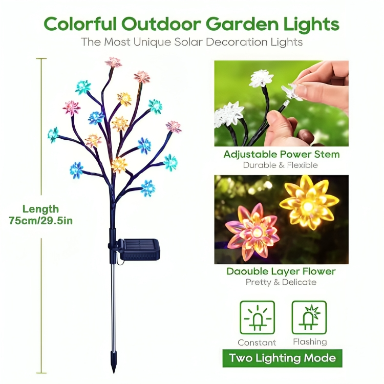Flexible Branch Solar Flower Lights