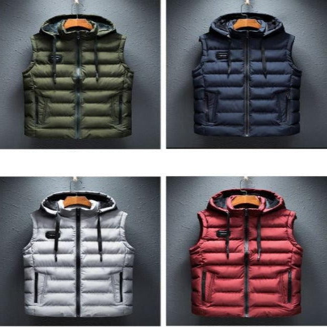 Plain Hooded Vest - Full Zip Outerwear for Everyday Use
