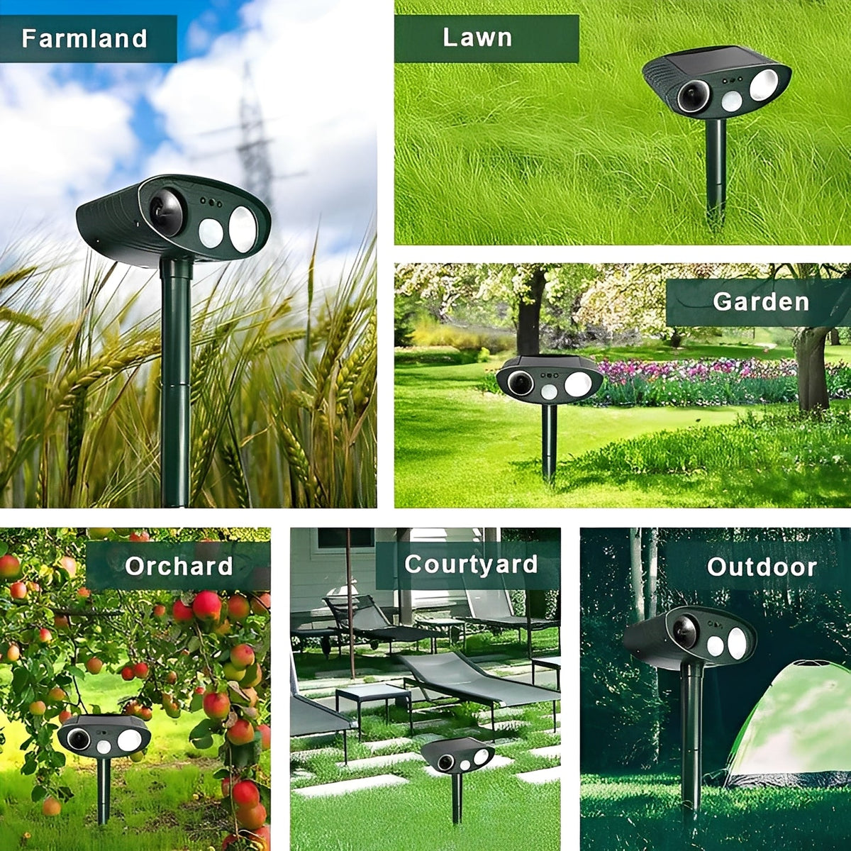Set of 4 Ultrasonic Pest Control Devices Powered by Solar Energy