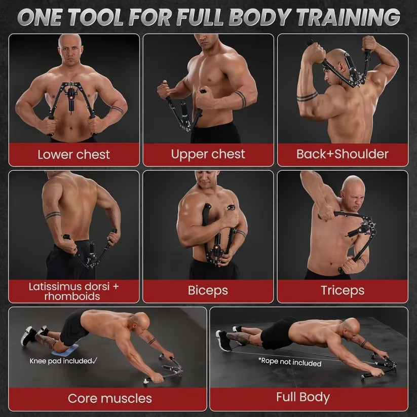 Adjustable Tension Hydraulic Resistance Trainer for Chest and Arms at Home