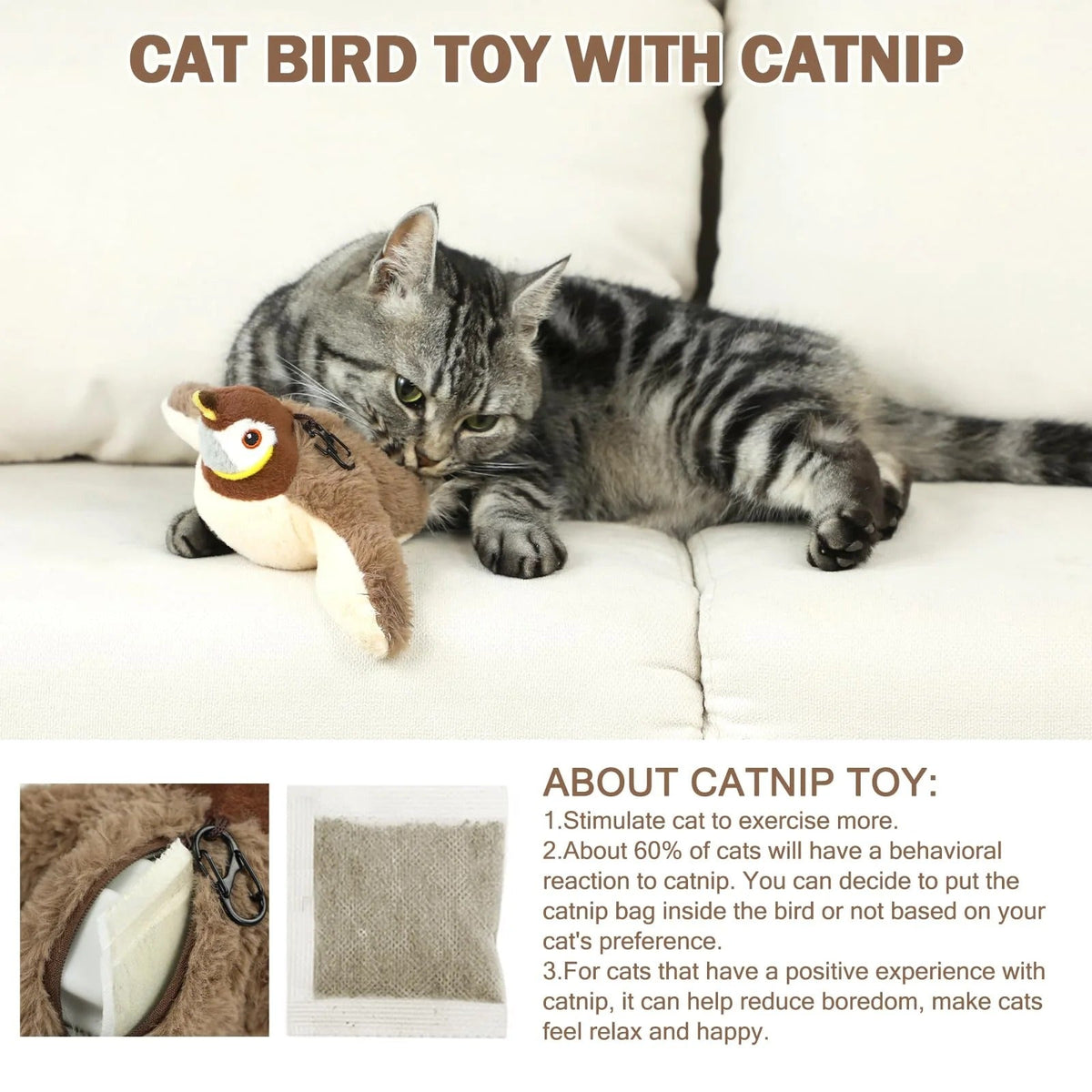 Interactive Motion Sensor Cat Toy with Hanging String - Flapping Bird