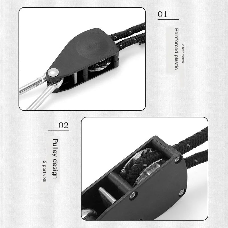 4-Piece Tent Guyline Set – Roller Buckles, No Knots Required