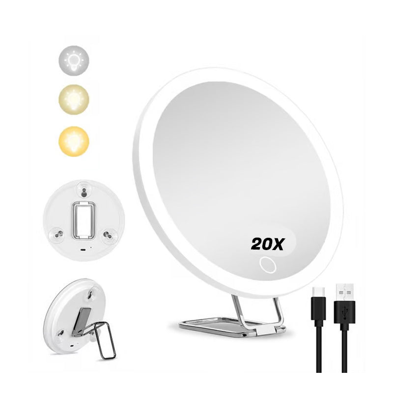 Dimmable Lighted Makeup Mirror with 30x Magnification