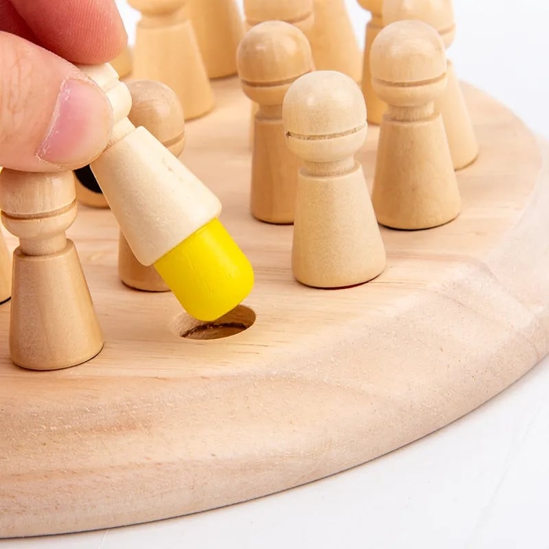 Colorful Wooden Memory Game for Kids – Includes Pegs, Board & Dice, 3+
