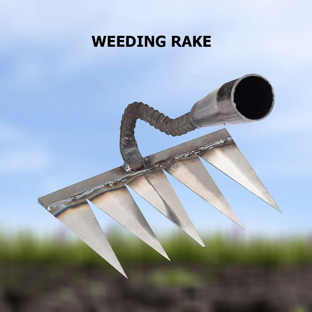 Heavy-Duty Iron Rake for Weeding in Gardens and Lawns