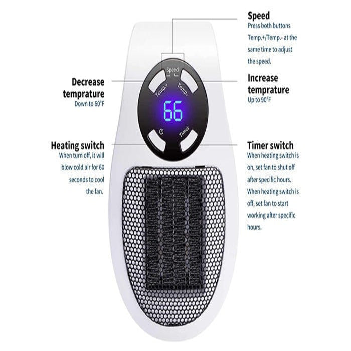 Portable Space Heater with Safety Tip-Over Feature – Energy Efficient
