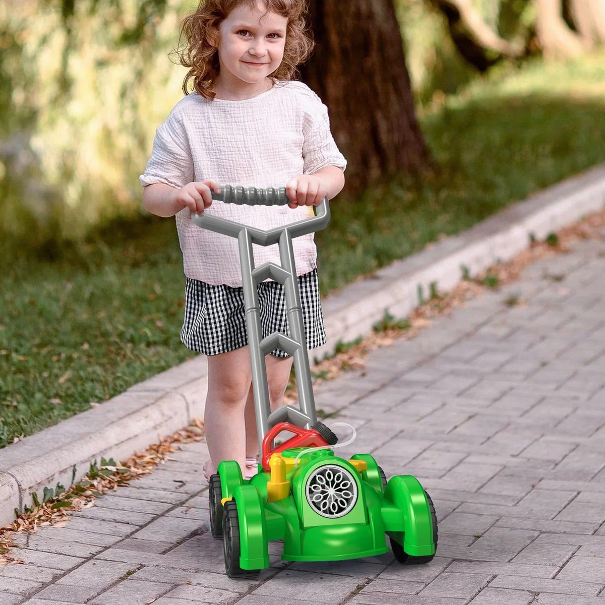Outdoor Push Toy for Kids – Bubble Lawn Mower and Automatic Maker