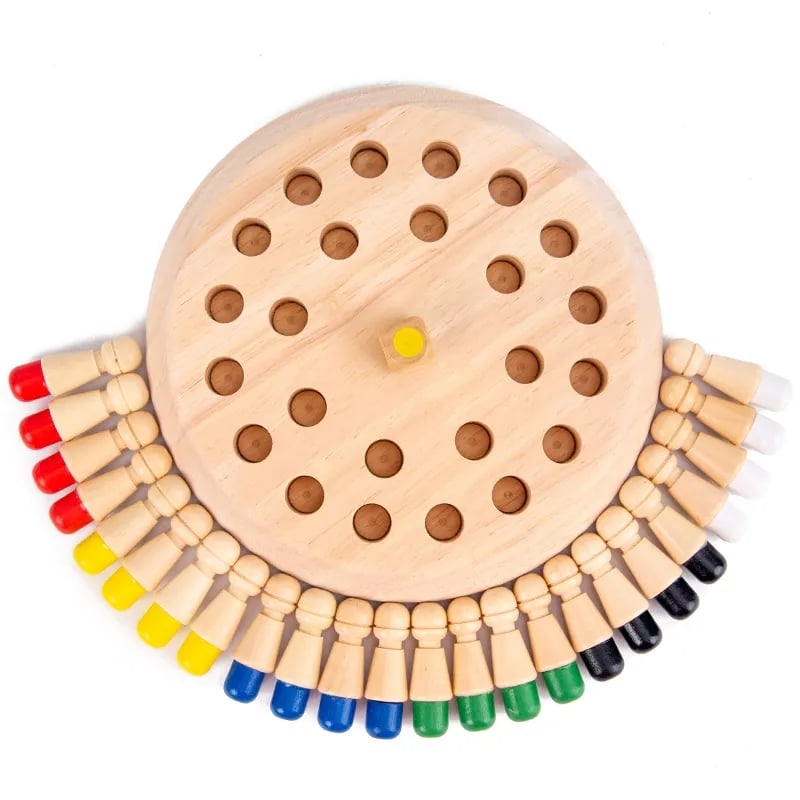 Colorful Wooden Memory Game for Kids – Includes Pegs, Board & Dice, 3+