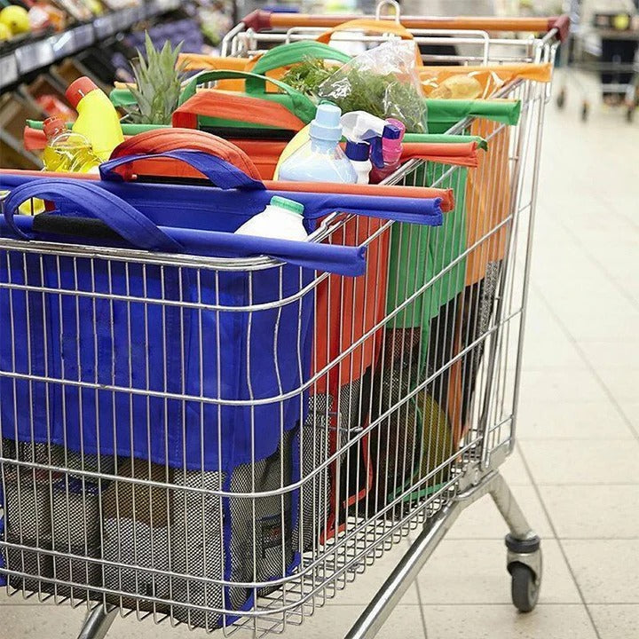 Insulated Compartment Tote Bag - Foldable Shopping Cart
