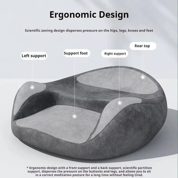 Curved Back Support Floor Cushion with Washable Cover and Non-Slip Base