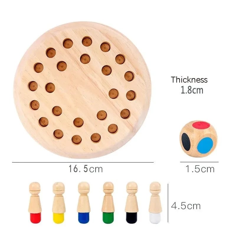 Colorful Wooden Memory Game for Kids – Includes Pegs, Board & Dice, 3+