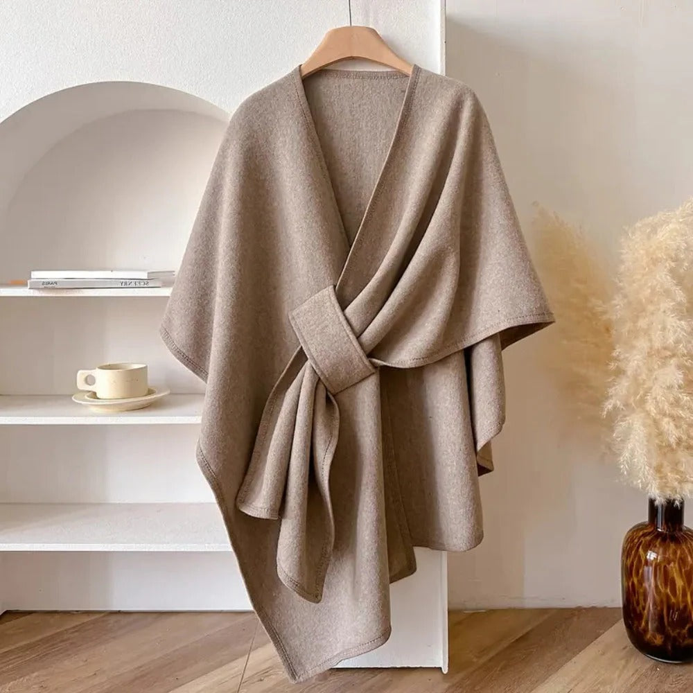 Casual and Dress Poncho Shawl Made of Microfiber