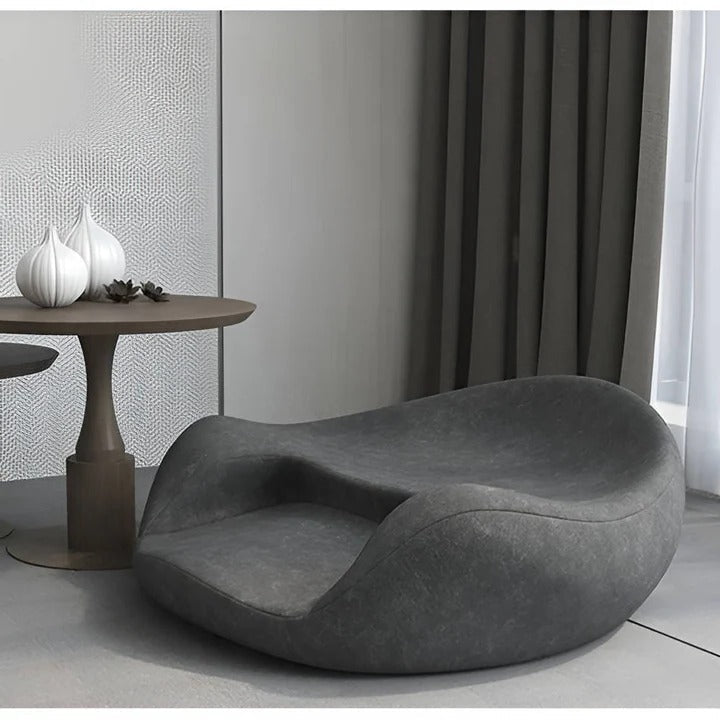 Curved Back Support Floor Cushion with Washable Cover and Non-Slip Base