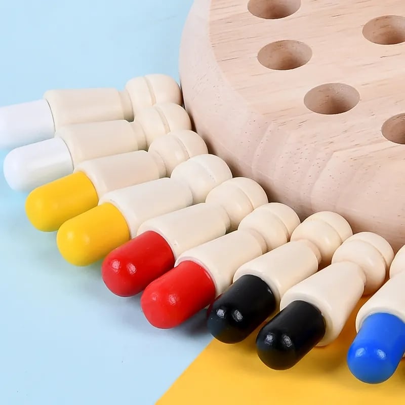 Colorful Wooden Memory Game for Kids – Includes Pegs, Board & Dice, 3+