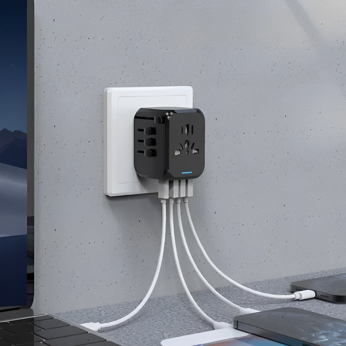 Travel Power Adapter for Universal Use with USB Charging Ports