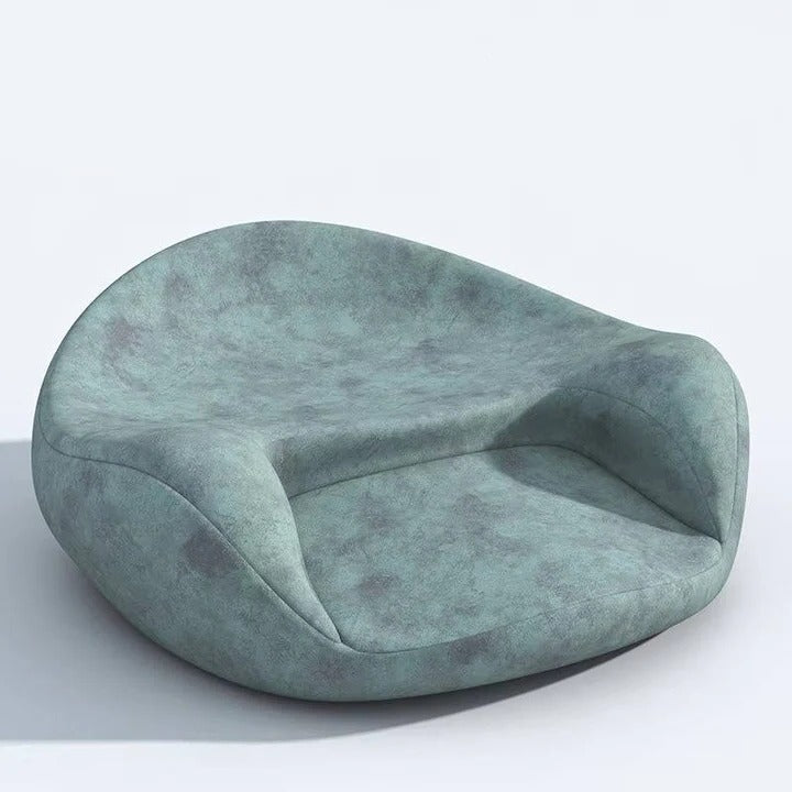 Curved Back Support Floor Cushion with Washable Cover and Non-Slip Base