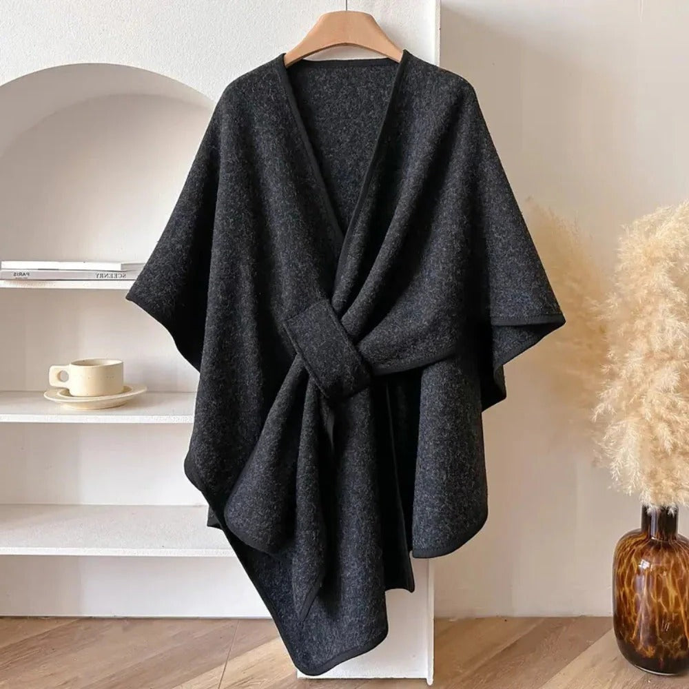 Casual and Dress Poncho Shawl Made of Microfiber