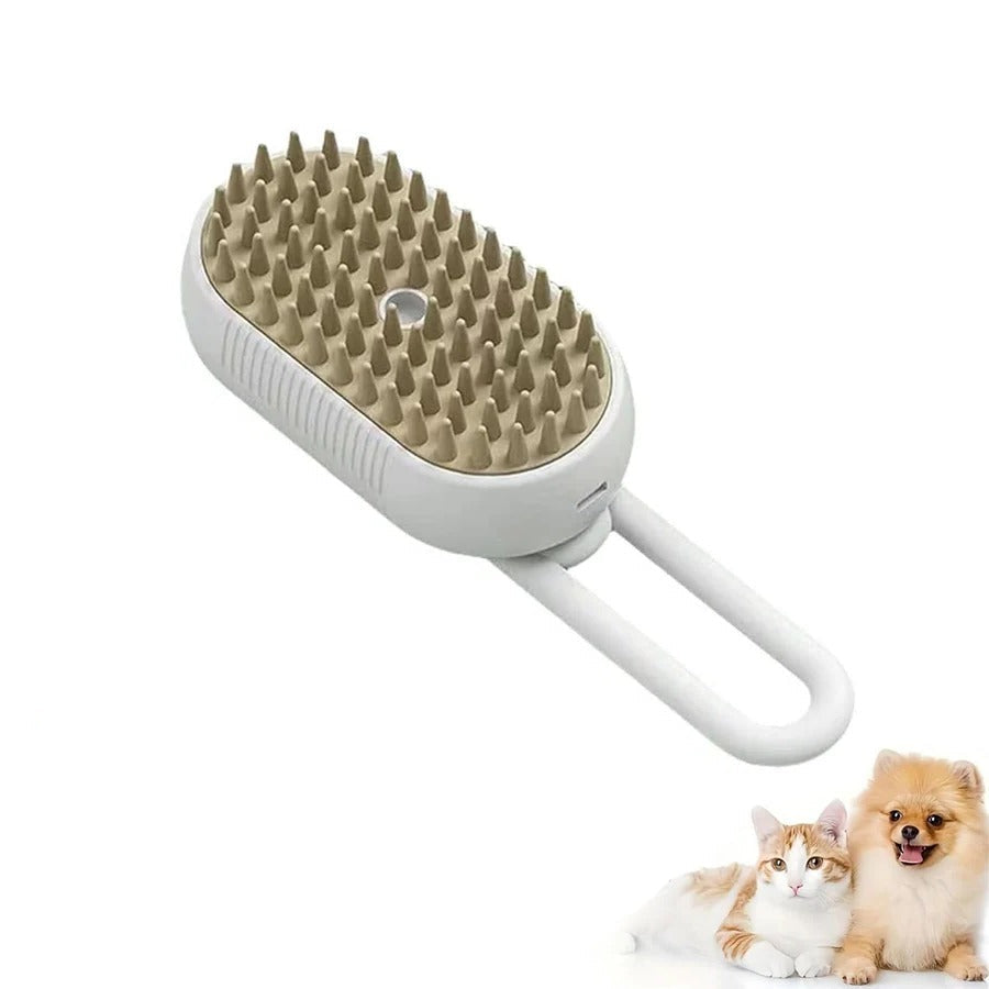 Grooming Brush for Pets with De-Shedding Comb and Steam Spray Function