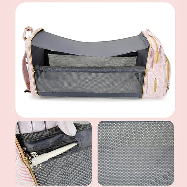 Versatile Diaper Backpack with Built-in Travel Crib Feature