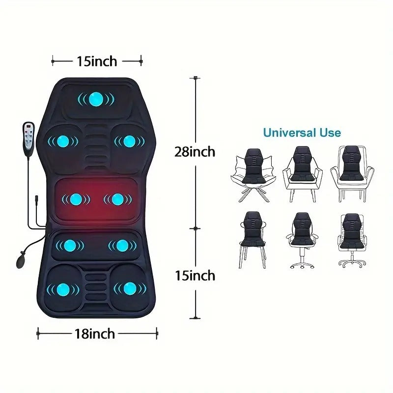 Vibrating Heated Cushion for Back Massage and Lumbar Support