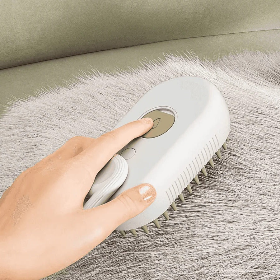 Grooming Brush for Pets with De-Shedding Comb and Steam Spray Function