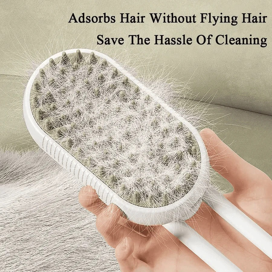Grooming Brush for Pets with De-Shedding Comb and Steam Spray Function