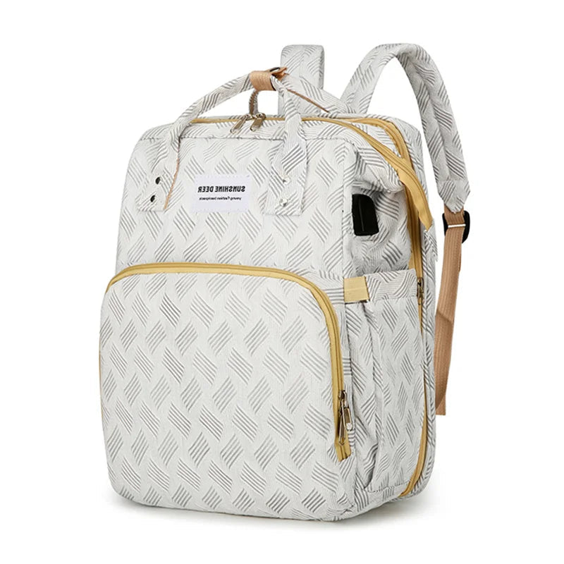 Versatile Diaper Backpack with Built-in Travel Crib Feature