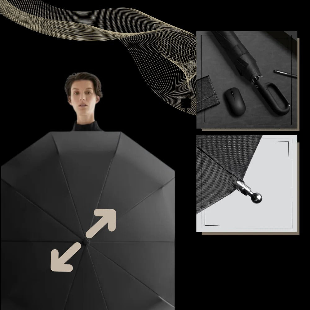 Windproof Umbrella with Automatic Locking Mechanism