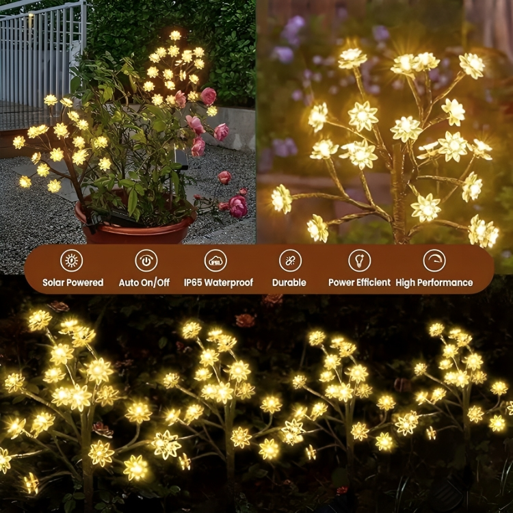 Flexible Branch Solar Flower Lights