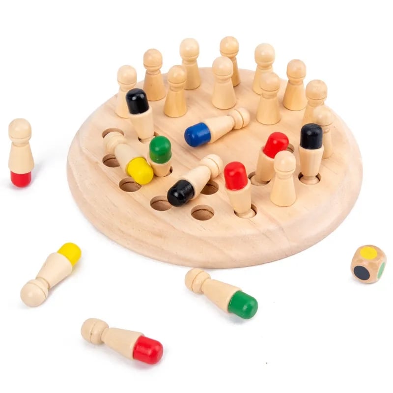 Colorful Wooden Memory Game for Kids – Includes Pegs, Board & Dice, 3+