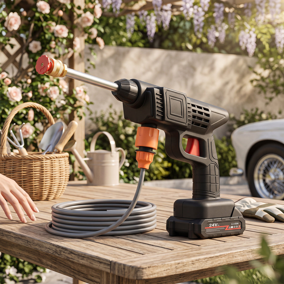 Portable Electric Pressure Cleaner 380 PSI with Foam Dispenser & 33ft Hose