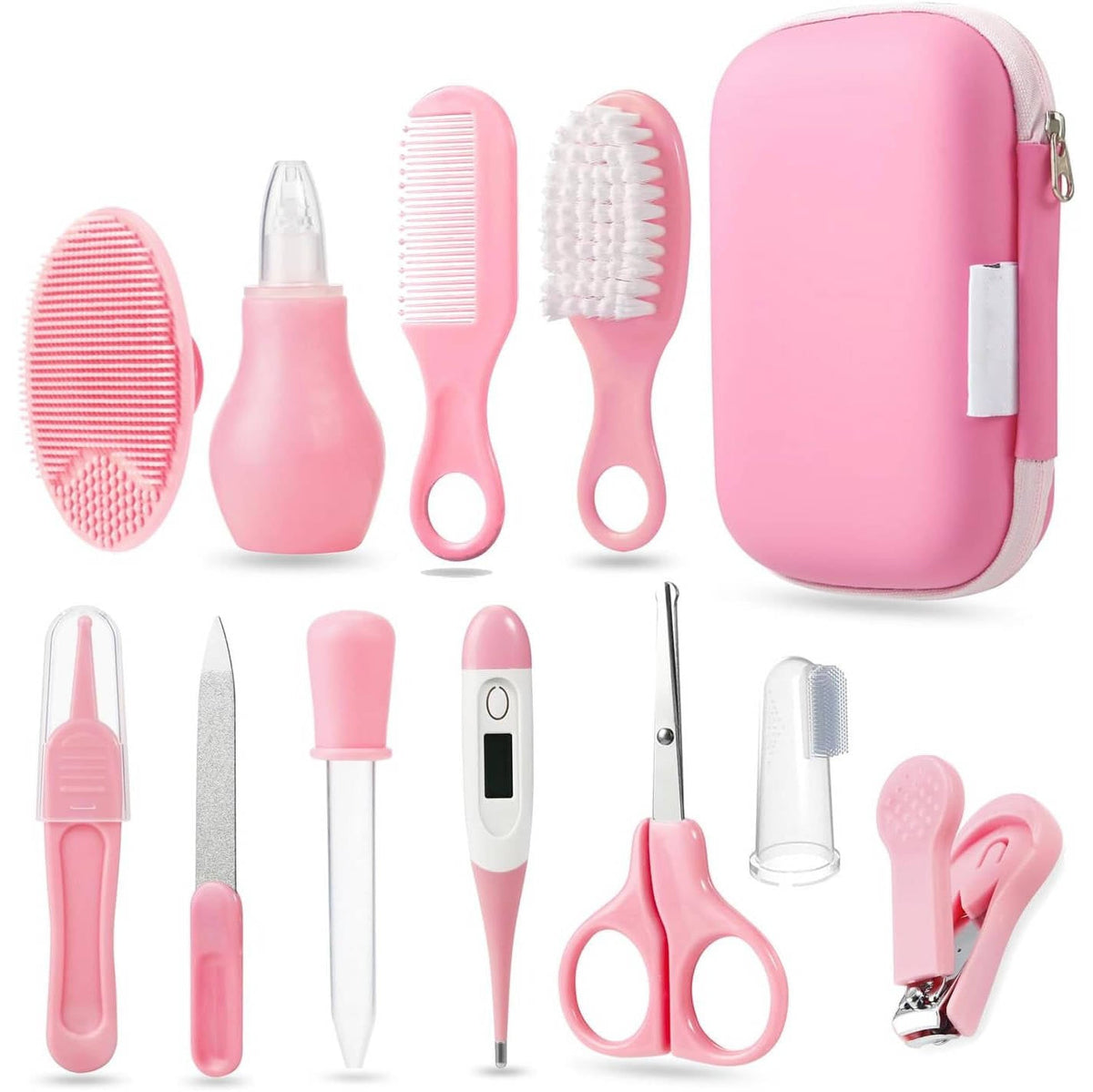 12-Piece Baby Care Set with Comb, Brush, Toothbrush, Clippers, and Scissors