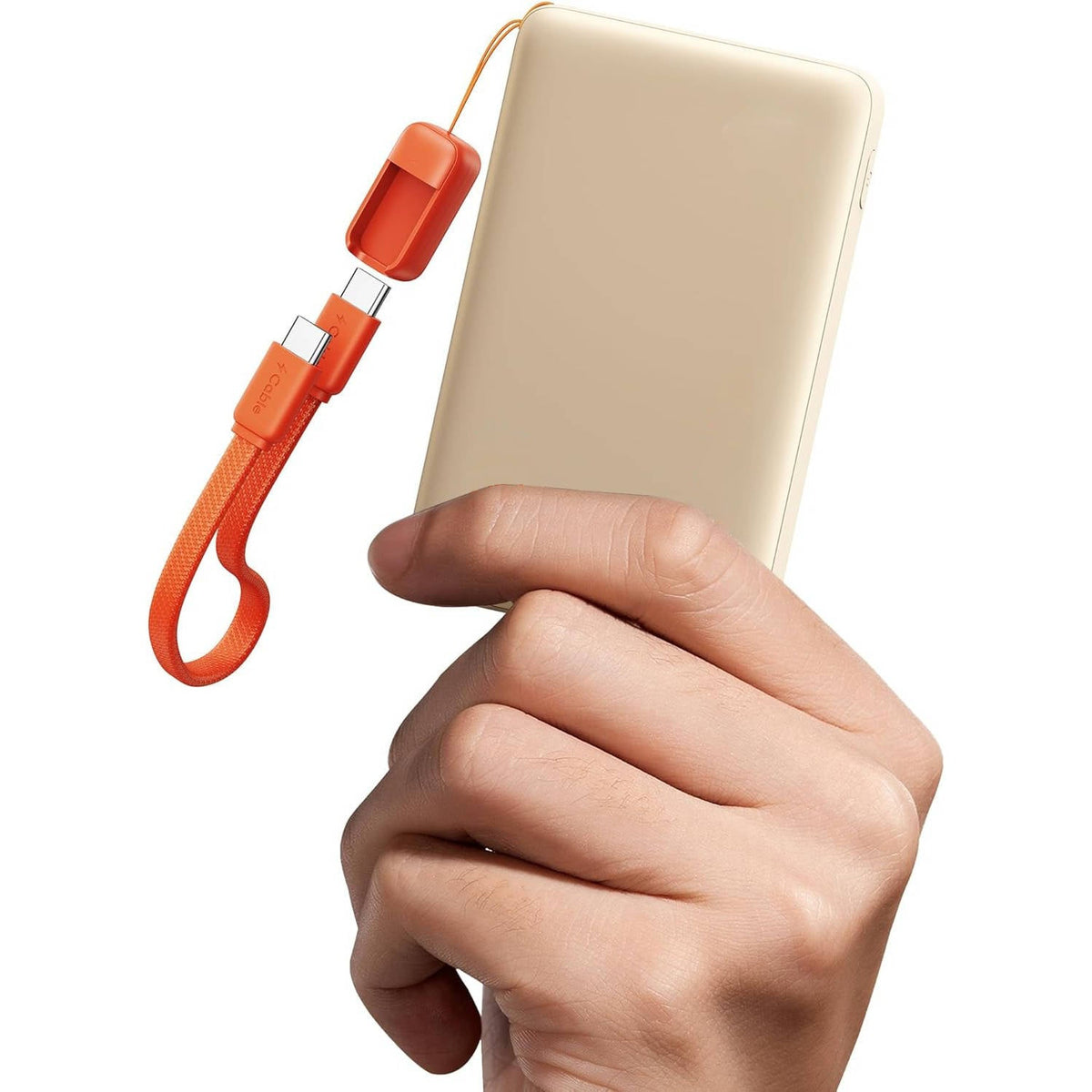 Portable 10000mAh Power Bank with 45W Output and Integrated USB-C Cable
