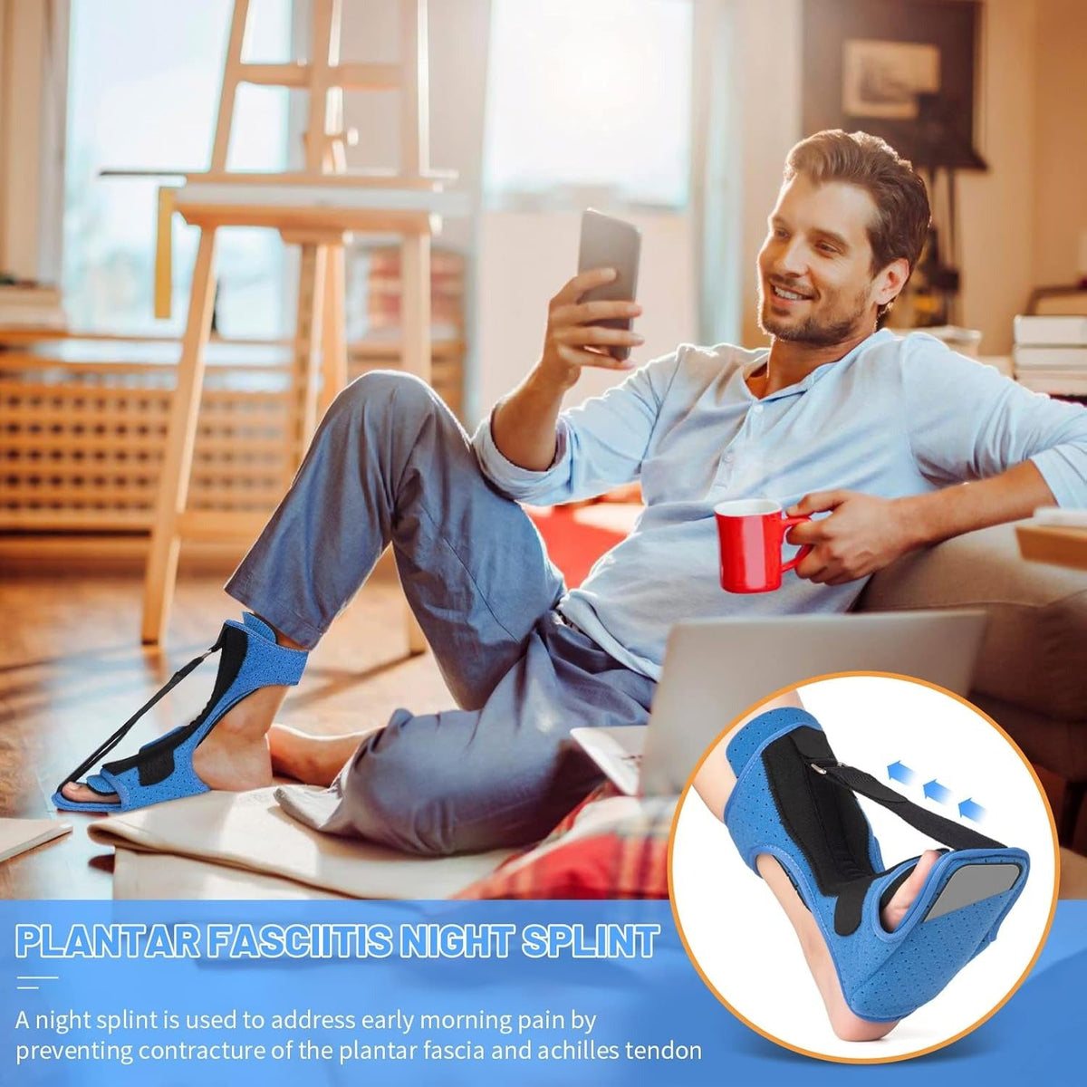 Plantar Fasciitis Support Night Splint with Aluminum Brace