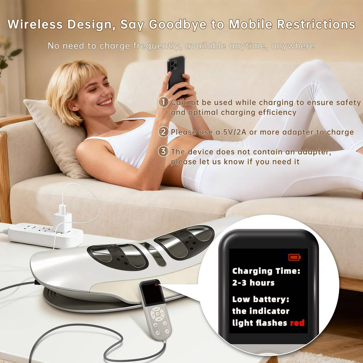 Airbag Support Lower Back Massager with Heat and Vibration Functions