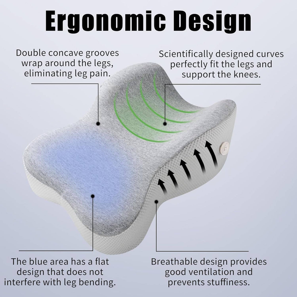 Memory Foam Knee and Side Sleep Comfort Pillow with Adjustable Support