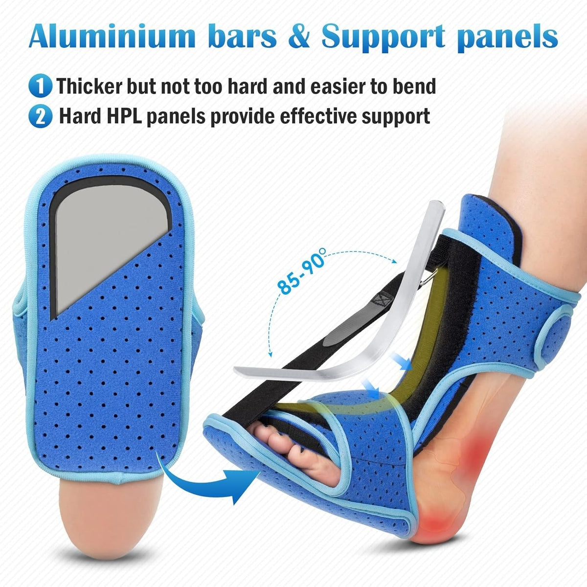 Plantar Fasciitis Support Night Splint with Aluminum Brace