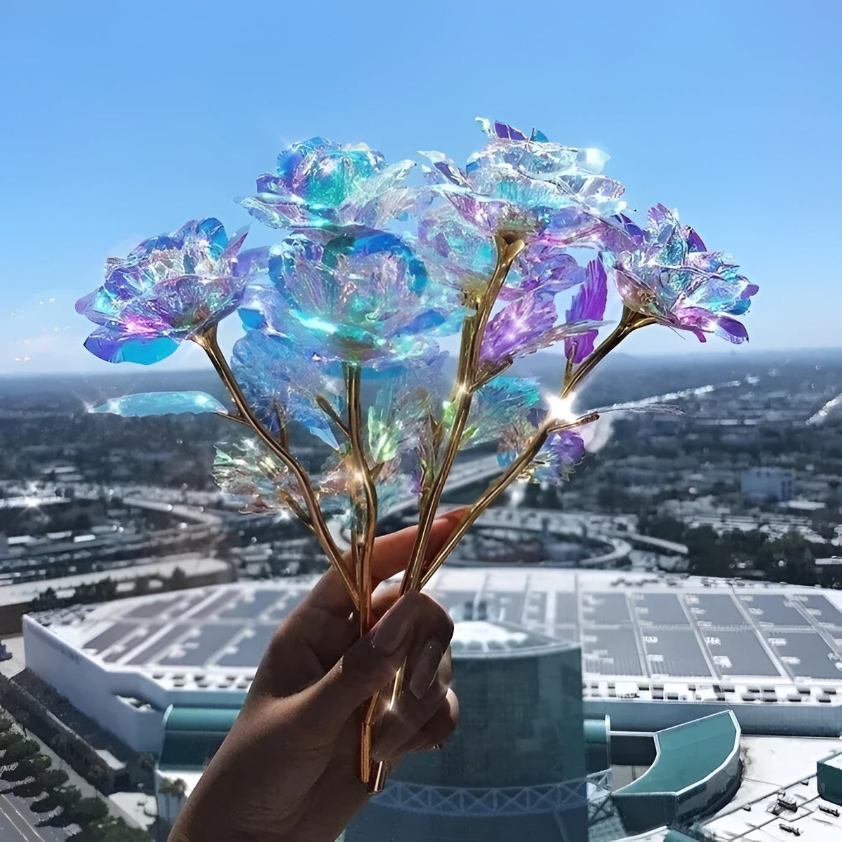 Handcrafted Holographic Rose with Iridescent Petals