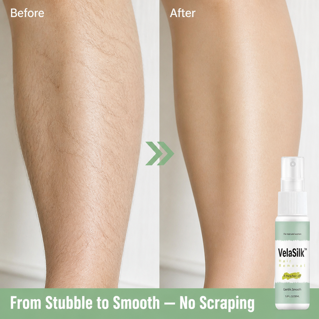 VelaSilk™ — Spray On, Wait 8 Minutes, Wipe Away Hair Without Razor Burn
