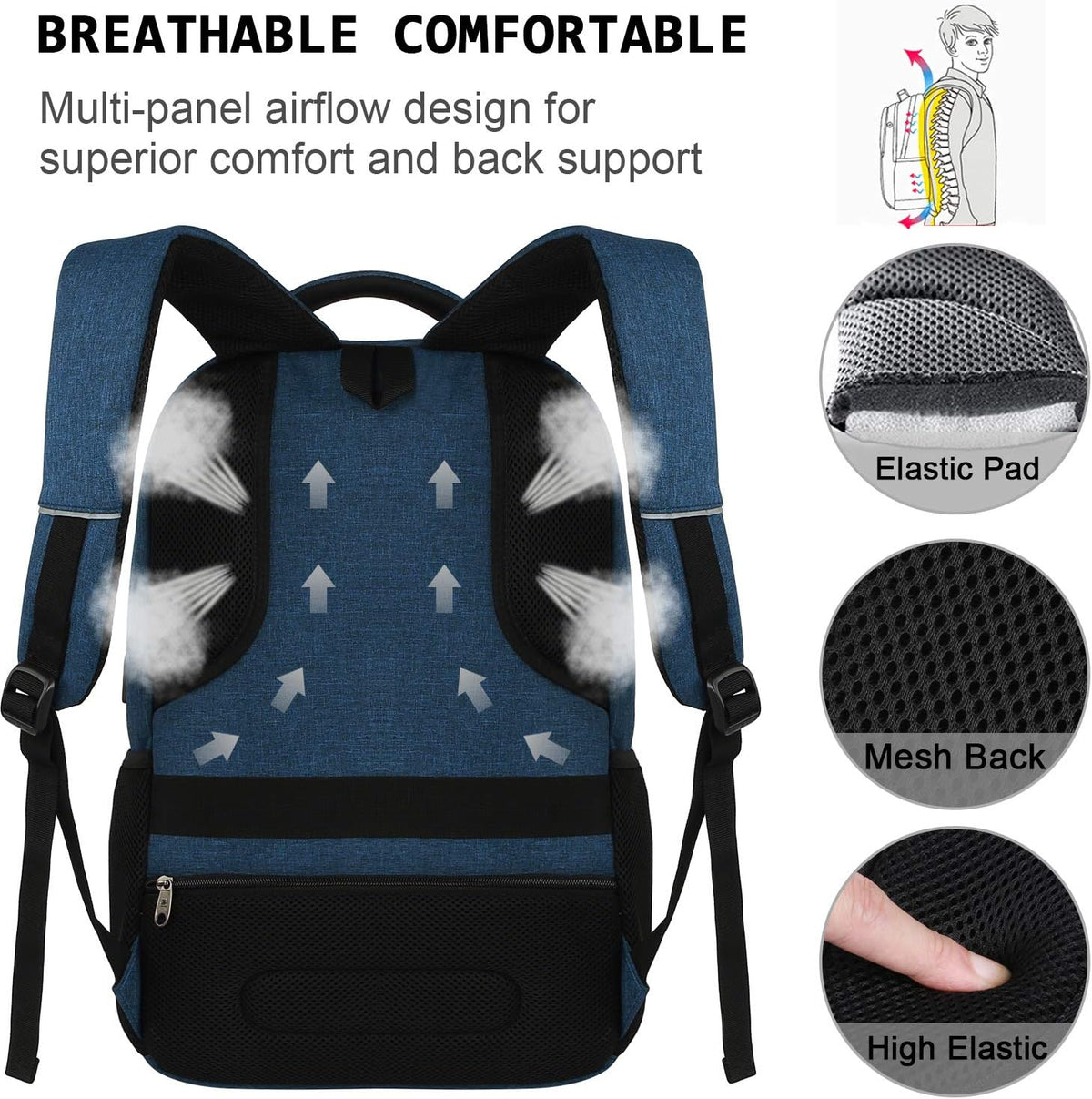 Anti-Theft Slim Laptop Backpack for Business with USB Charging Port