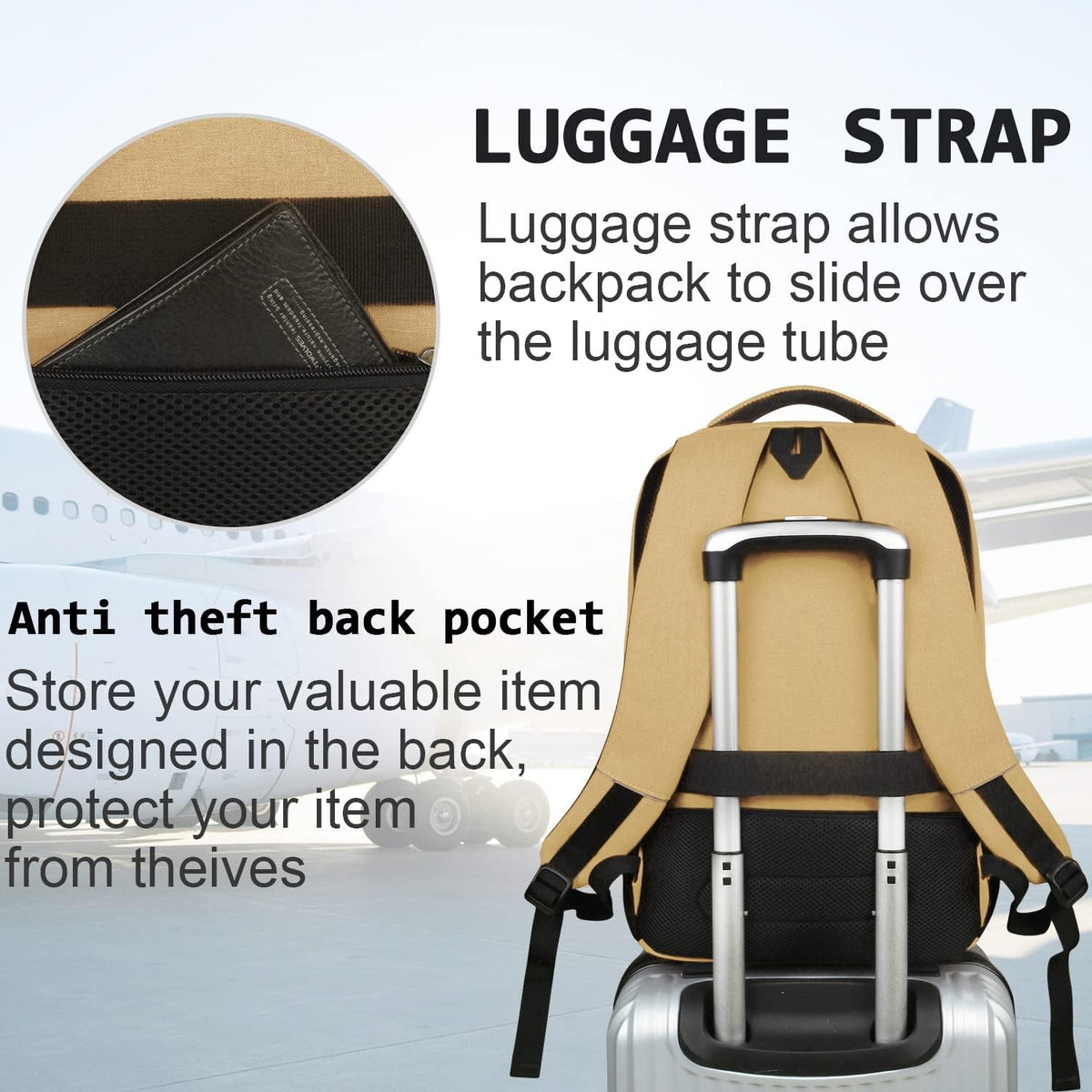 Anti-Theft Slim Laptop Backpack for Business with USB Charging Port