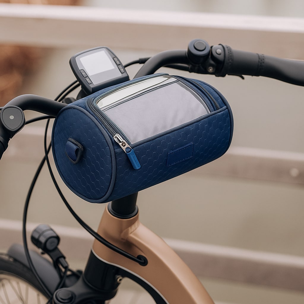 All-Weather Bicycle Handlebar Pouch with Touchscreen Access