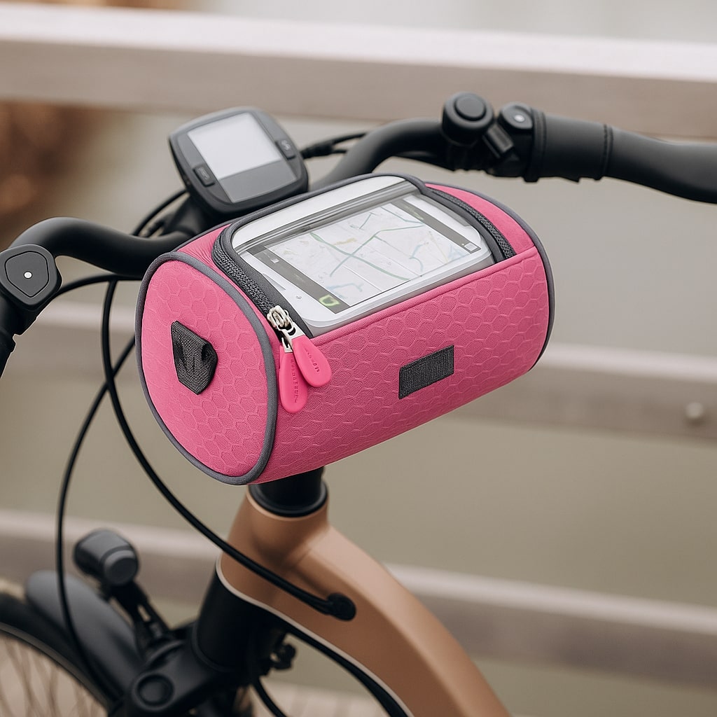 All-Weather Bicycle Handlebar Pouch with Touchscreen Access