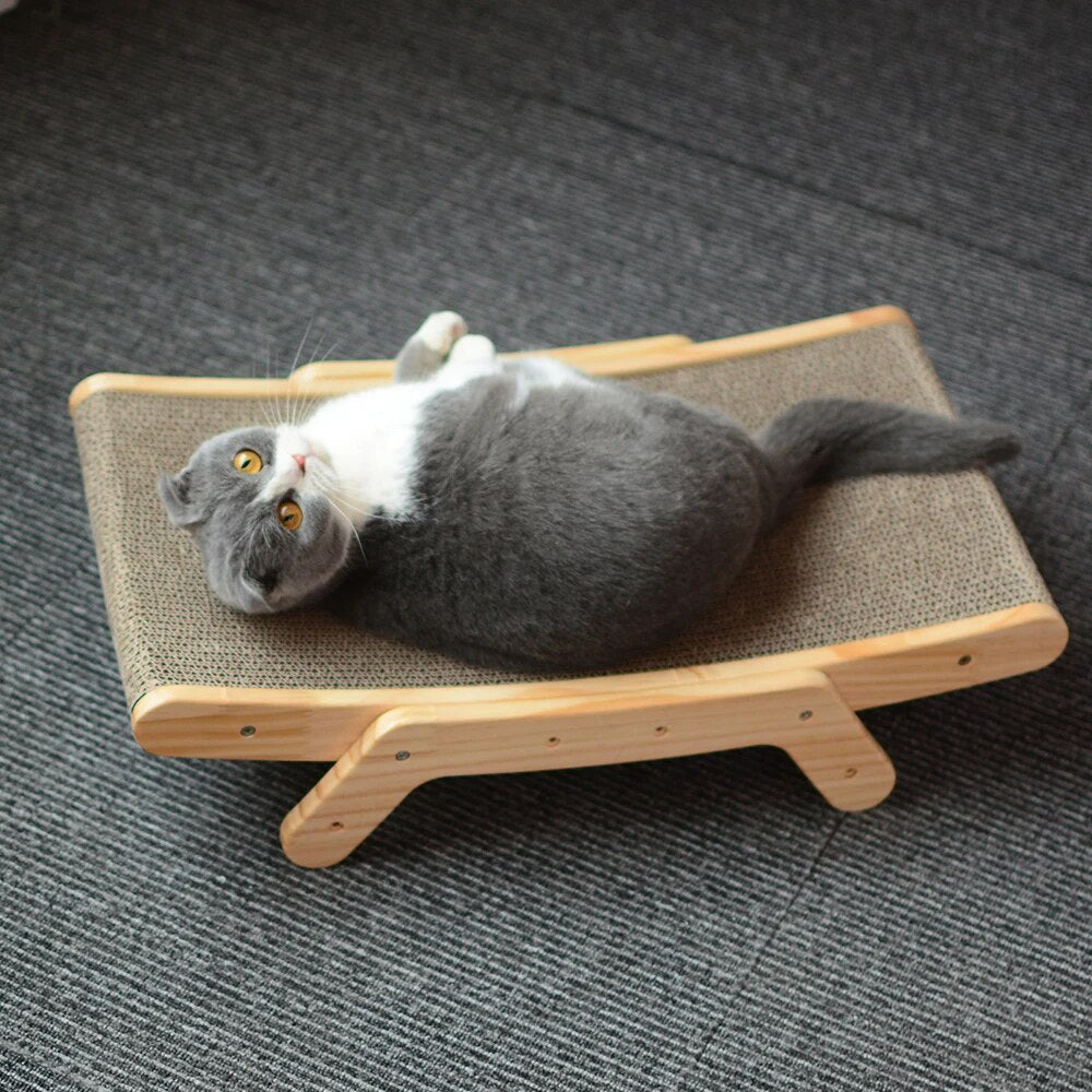 Wooden Frame Cat Scratching Post with Corrugated Cardboard