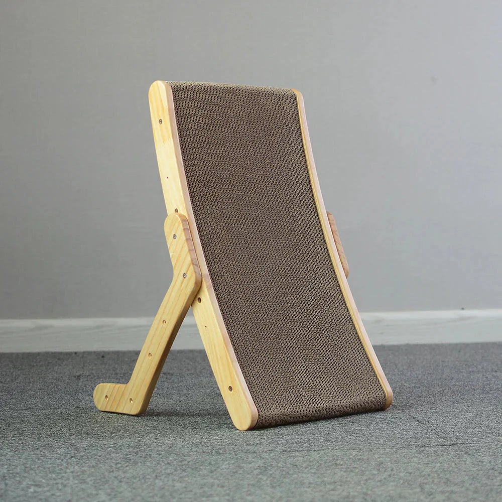 Wooden Frame Cat Scratching Post with Corrugated Cardboard