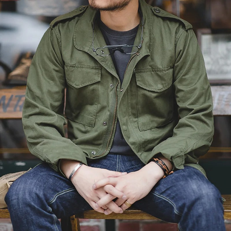 Men's Classic Multi-Pocket Field Jacket – Durable Cotton-Blend Utility Wear