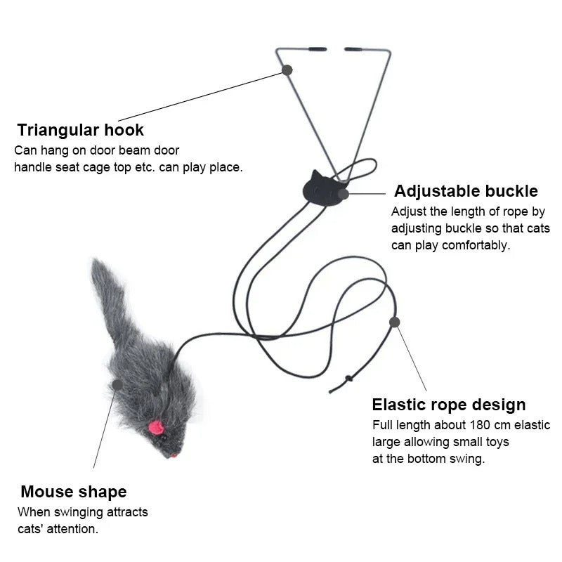 Door-Mounted Interactive Toy for Cats with Stretchy Cord