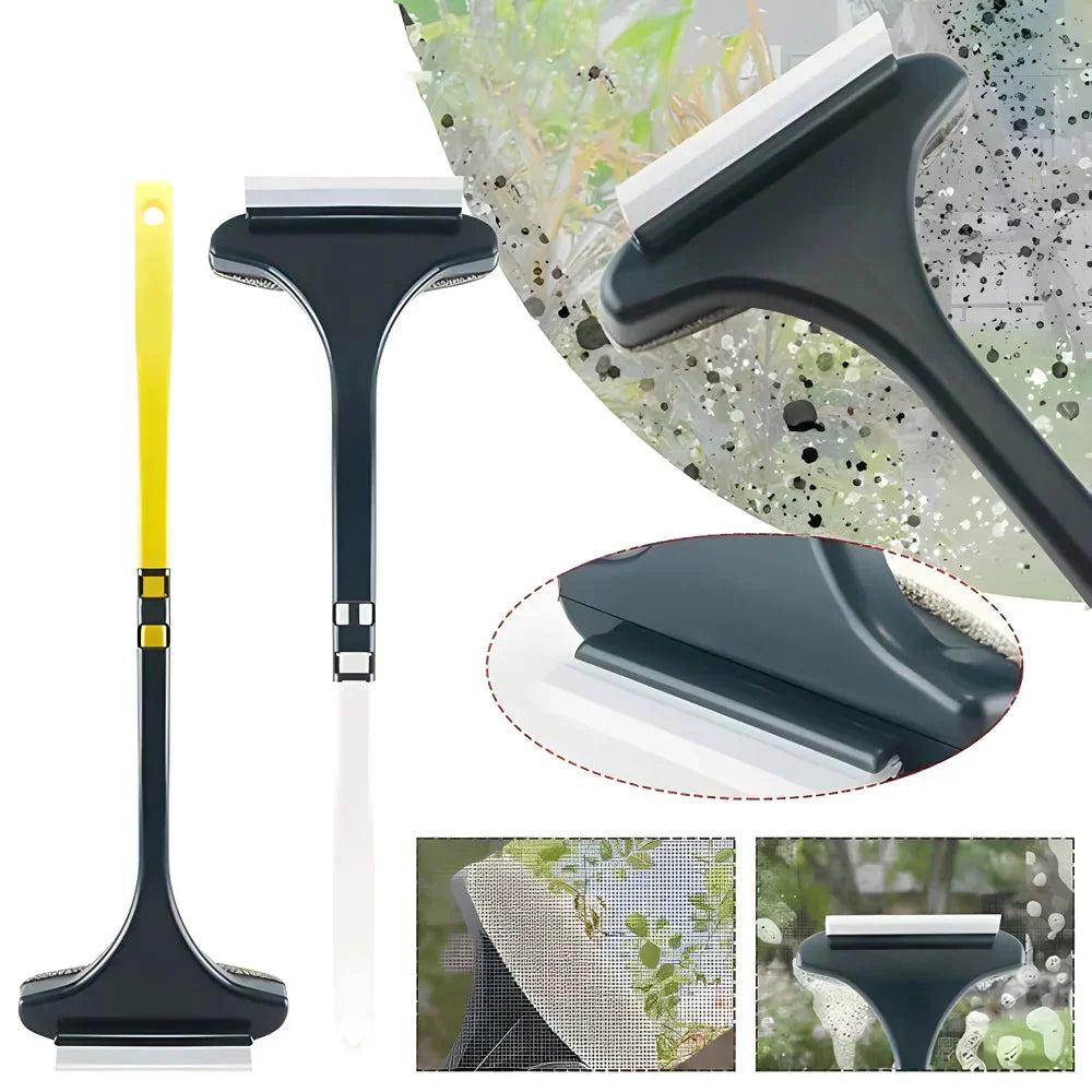 Squeegee with Brush for Cleaning Fly Screens and Window Panes